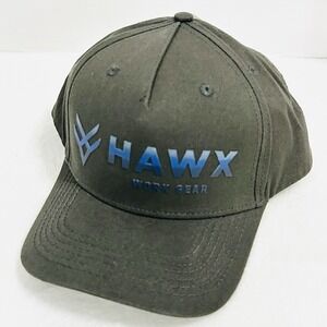 Hawx Work Gear Wordmark Hat Cap Snapback Adjustable Gray Outdoors Casual Sports